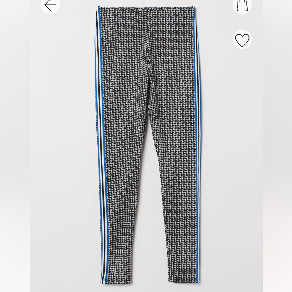 H&M Houndstooth High-waist Pants White & Black w/stripe Sz Medium